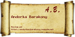 Andorka Barakony névjegykártya